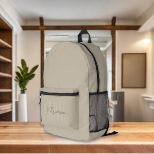 Mochila Impresa Monograma Beige Minimalista Moderna