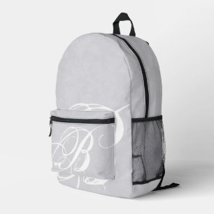 Mochila Impresa Monograma blanco desordenado en gris grunge