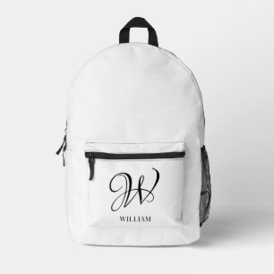 Mochila Impresa Monograma blanco elegante personalizado inicial