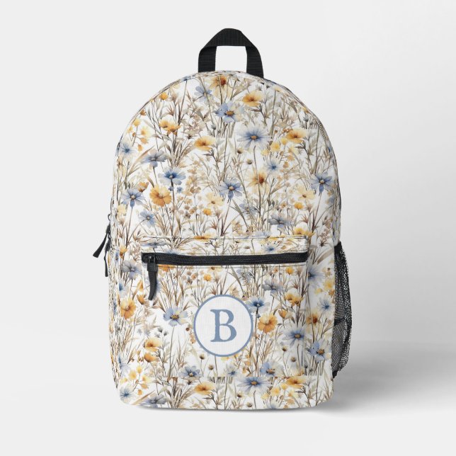 Mochila Impresa Monograma Boho Wildflower (Anverso)
