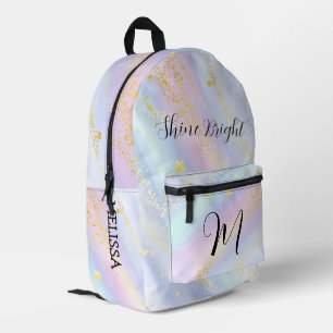 Mochila Impresa Monograma Bonito de Estrellas Brillantes para la E