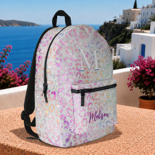 Mochila Impresa Monograma brillante con estampado animal iridiscen
