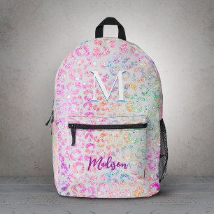 Mochila Impresa Monograma brillante con estampado animal iridiscen