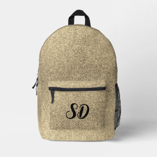 Mochila Impresa Monograma Brillante de Oro Pulido Chic 