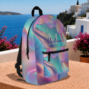 Mochila Impresa Monograma chic holográfico con purpurina