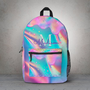 Mochila Impresa Monograma chic holográfico con purpurina