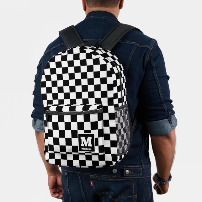 Mochila Impresa Monograma clásico negro y blanco revisado (Insitu (Modelo))