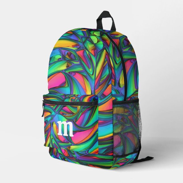 Mochila Impresa Monograma colorido divertido moderno (Esquina derecha trasera )