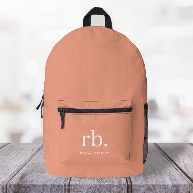 Mochila Impresa Monograma Coral Peach Elegante Femenino Minimalist (Subido por el creador)