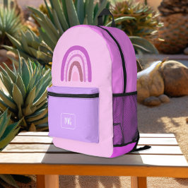 Mochila Impresa Monograma de adolescentes con Moda rosa y tristeza