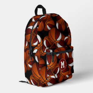 Mochila Impresa Monograma de atleta baloncestos blancos granates