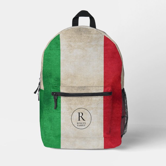 Mochila Impresa Monograma de bandera rusa italiana (Anverso)