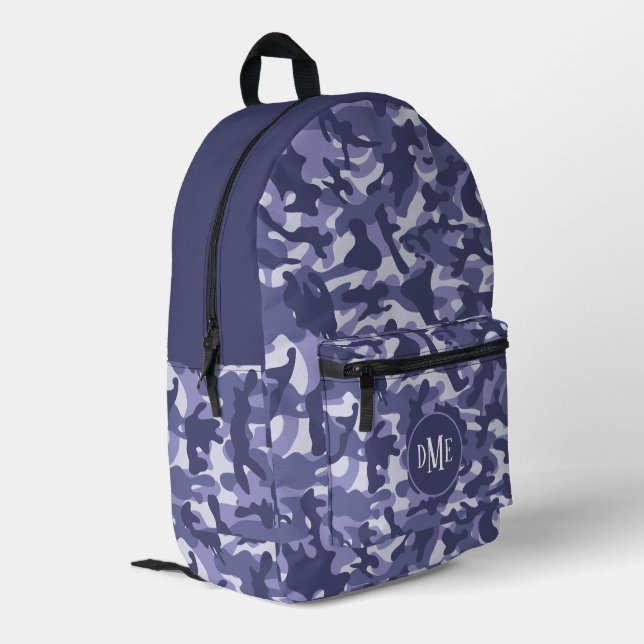 Mochila Impresa Monograma de camo azul (Esquina izquierda trasera)