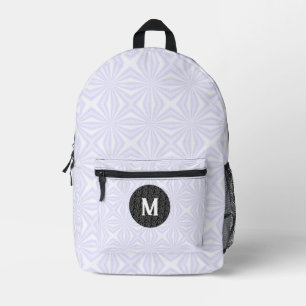 Mochila Impresa Monograma de Cuadrados Blancuzcos Fractal Negro