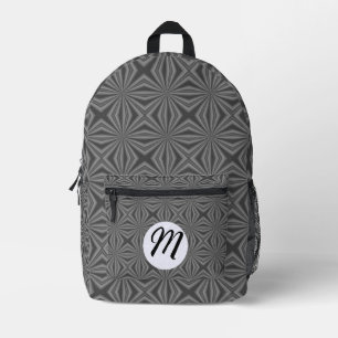 Mochila Impresa Monograma de Cuadrados Negros Ondulados Círculo Bl