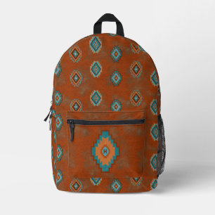 Mochila Impresa Monograma de diamante de cobre turquesa del cañón 