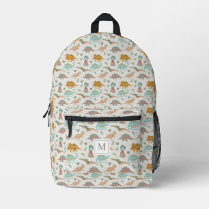 Mochila Impresa Monograma de dinosaurios boho dibujados a mano par