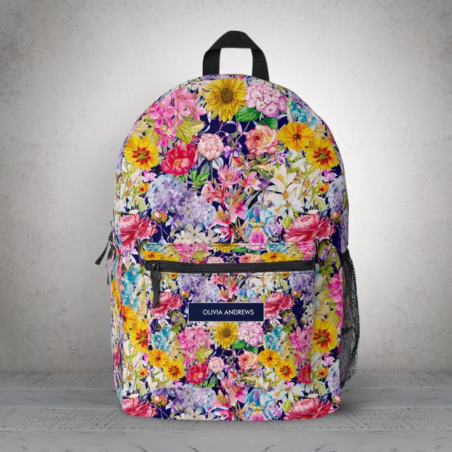 Mochila Impresa Monograma de estampado floral elegante amarillo pá (Subido por el creador)
