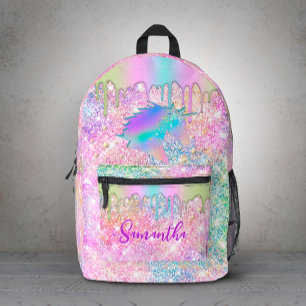 Mochila Impresa Monograma de estrellas de purpurina de unicornio a