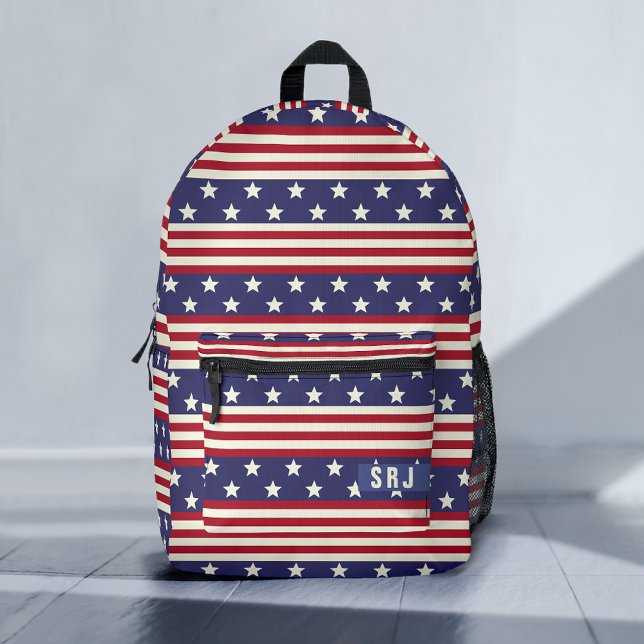 Mochila Impresa Monograma de Estrellas Patrióticas y Banderas Esta (Subido por el creador)