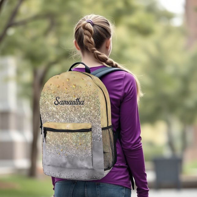 Mochila Impresa Monograma de estrellas Purpurinas de oro plateado  (Subido por el creador)