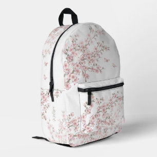 Mochila Impresa Monograma de Flor de Cerezo Rosa