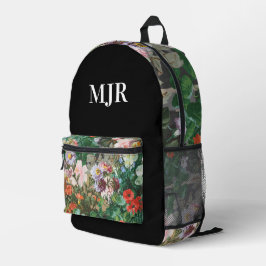 Mochila Impresa Monograma de Flor Silvestre Elegante