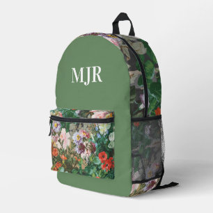 Mochila Impresa Monograma de Flor Silvestre Elegante