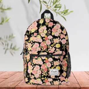 Mochila Impresa Monograma de Floral Rosa de Envergadura Elegante M