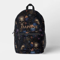 Monograma de Flores góticas oscuras y cráneos