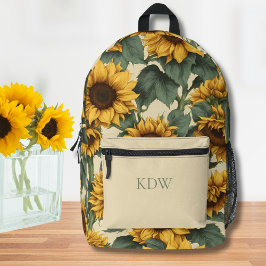 Mochila Impresa Monograma de girasoles de campo