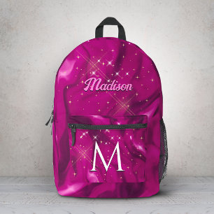 Mochila Impresa Monograma de globo de purpurina plateada falsa ros