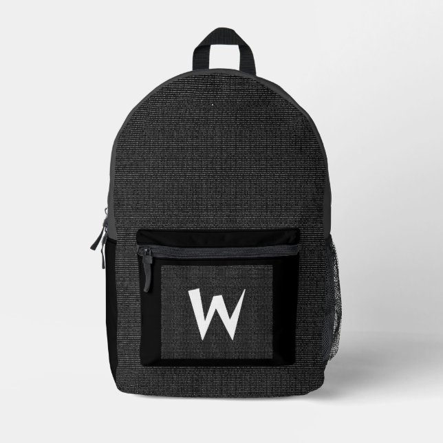Mochila Impresa Monograma de gris negro de Pi Math Nerdent (Anverso)