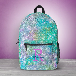 Mochila Impresa Monograma de imitación azul azul de unicornio cutá
