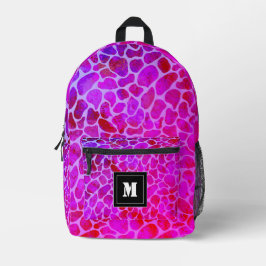 Mochila Impresa Monograma de impresión de leopardo morado y rosa