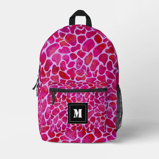 Mochila Impresa Monograma de impresión de Raspberry y Leopardo Ros (Anverso)