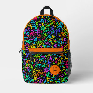 Mochila Impresa Monograma de la lucha contra el Naranja de Neon