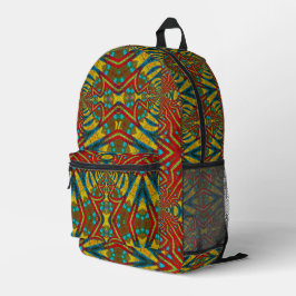 Mochila Impresa Monograma de la vendimia azul rojo amarillo colori