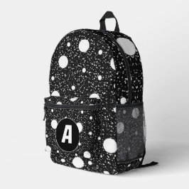 Mochila Impresa Monograma de letra inicial de puntos en blanco y n