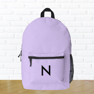 Mochila Impresa Monograma de Lila Elegante Bonito Moderno Chic Ten