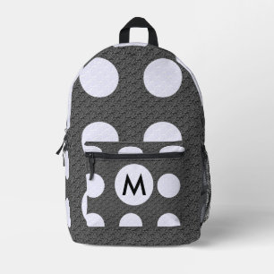 Mochila Impresa Monograma de lunares blancos y negros