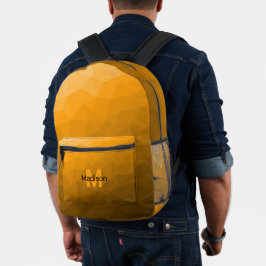 Mochila Impresa Monograma de malla geométrica con gradiente naranj