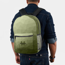 Mochila Impresa Monograma de malla geométrica de luz verde del ejé