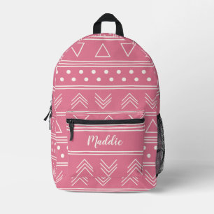 Mochila Impresa Monograma de manteles rosados y crudos