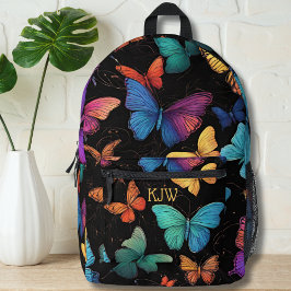 Mochila Impresa Monograma de mariposas vibrantes