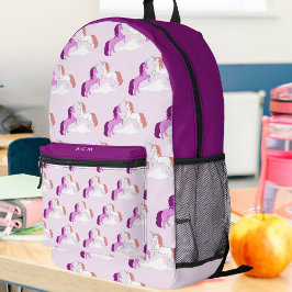 Mochila Impresa Monograma de niños con unicornios