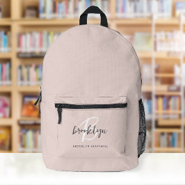 Mochila Impresa Monograma de nombre con escritura moderna en rosa 
