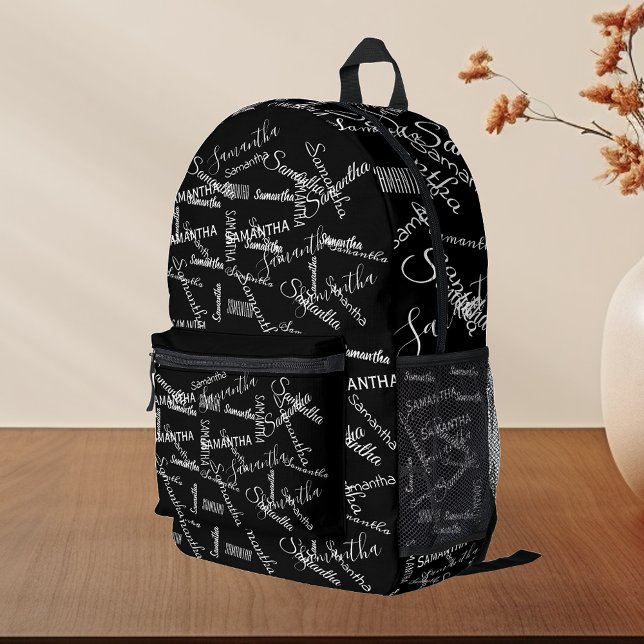 Mochila Impresa Monograma de nombre repetido personalizado (Subido por el creador)