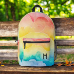 Mochila Impresa Monograma de nubes de arcoiris pastel color de agu<br><div class="desc">Abróchese el día de su hijo con la mochila impresa del monograma de nubes de arcoiris de color pastel de agua. Esta encantadora mochila presenta un hermoso diseño acuarela de arcoiris pastel con nubes esponjosas, personalizable con el monograma de su hijo para un toque personal. Fabricado con materiales duraderos, incluye...</div>