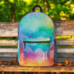 Mochila Impresa Monograma de nubes de arcoiris pastel color de agu<br><div class="desc">Abróchese el día de su hijo con la mochila impresa del monograma de nubes de arcoiris de color pastel de agua. Esta encantadora mochila presenta un hermoso diseño acuarela de arcoiris pastel con nubes esponjosas, personalizable con el monograma de su hijo para un toque personal. Fabricado con materiales duraderos, incluye...</div>